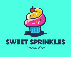 Sprinkles - Colorful Cupcake Cherry logo design