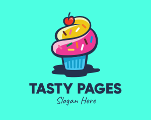 Colorful Cupcake Cherry logo design