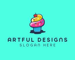 Pastry Cupcake Cherry logo design