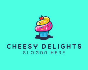 Pastry Cupcake Cherry logo design