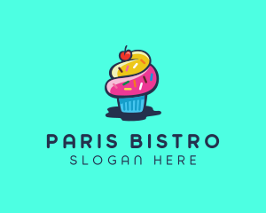 Pastry Cupcake Cherry logo design