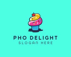 Pastry Cupcake Cherry logo design