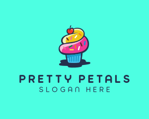 Pastry Cupcake Cherry logo design