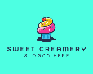 Pastry Cupcake Cherry logo design