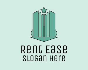 Rental - Geometric Star Skyscraper logo design