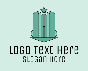 Leasing - Geometric Star Skyscraper logo design