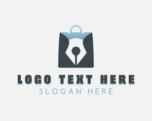 Bookstore - Pen Shopping Bag logo design