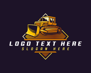 Vintage - Bulldozer Equipment Construction logo design