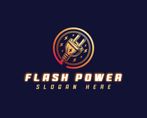 Power Electric Plug logo design