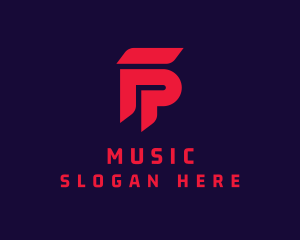 Digital Letter FP Monogram Logo