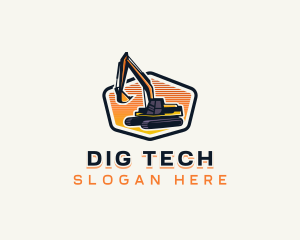 Digging Backhoe Excavator logo design