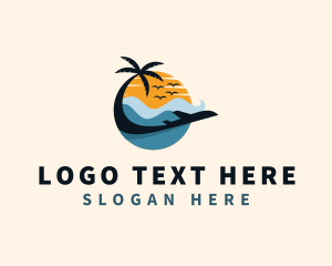 Tourist - Tropical Beach Plane Travel logo design