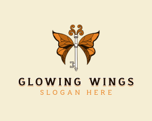 Wings Butterfly Key logo design