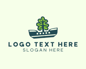 Canoe - Tree Transport Ship logo design