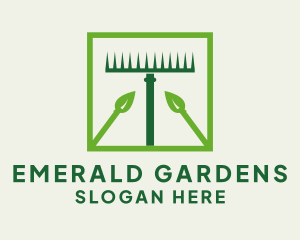 Rake Tool Gardening logo design