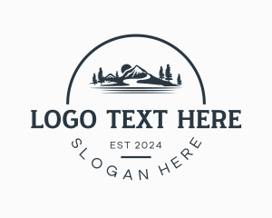 Tourism - Valley Mountain Emblem Wordmark logo design