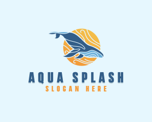 Swimming - Swimming Whale Sun logo design