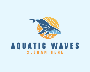 Swimming - Swimming Whale Sun logo design