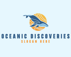 Marine Biologist - Swimming Whale Sun logo design