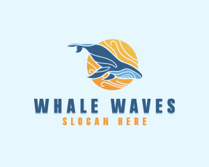 Swimming Whale Sun logo design