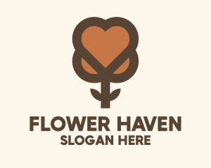 Red Heart Flower logo design