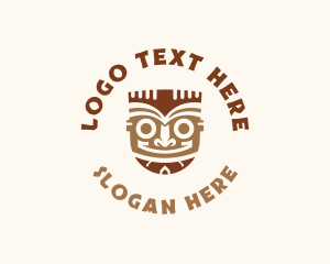 Maori Mask - Traditional Tiki Mask logo design