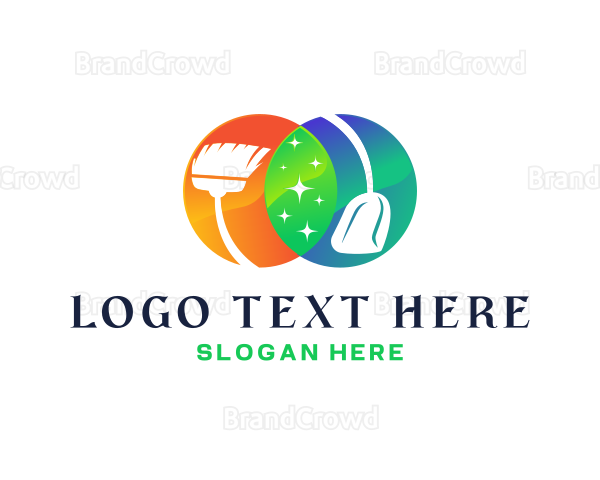 Cleaning Broom Dustpan Logo