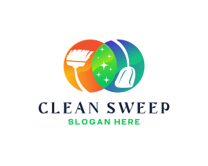 Cleaning Broom Dustpan logo design