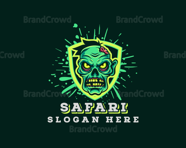 Scary Zombie Shield Gaming Logo