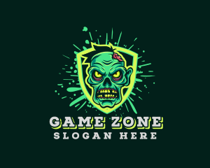 Scary Zombie Shield Gaming logo design