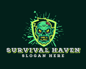 Survival - Scary Zombie Shield Gaming logo design