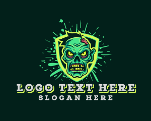 Toxic - Scary Zombie Shield Gaming logo design
