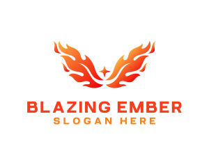 Fiery - Burning Phoenix Wings logo design