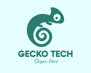 Gecko - Blue Swirl Target Chameleon logo design