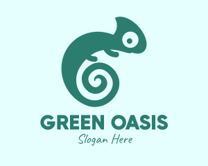 Blue Swirl Target Chameleon logo design