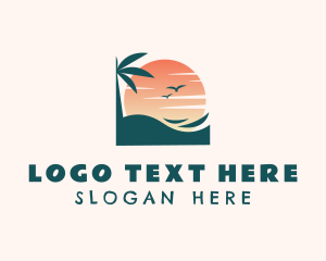 Island - Sunset Beach Island logo design