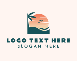 Vacation - Sunset Beach Island logo design