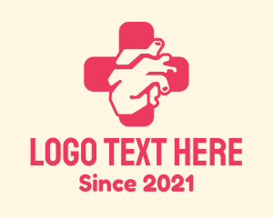 Cardiac - Medical Heart Cross logo design