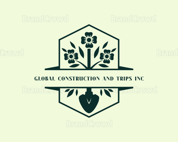 Flower Shovel Gardener Logo