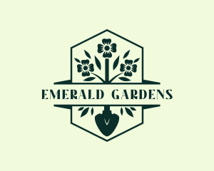 Flower Shovel Gardener logo design