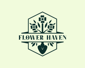 Flower Shovel Gardener logo design