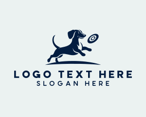 Dog Trainer - Puppy Dog Frisbee logo design