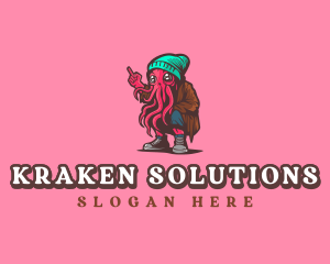 Kraken Punk Octopus logo design