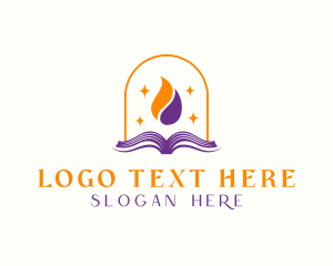 Learning Center - Flame Book Library logo design
