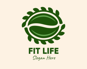 Coffee Bean - Green Seed Leaves logo design