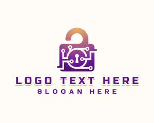 Password - Digital Padlock Security logo design