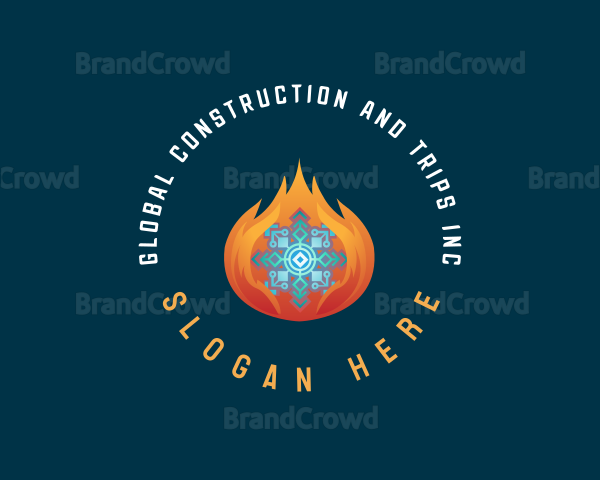 Snowflake Ice Fire Logo