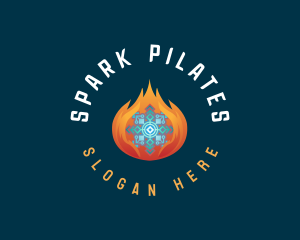 Snowflake Ice Fire Logo