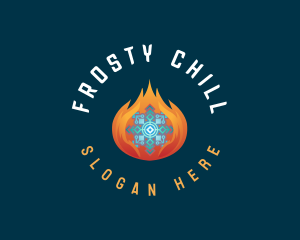 Freezer - Snowflake Ice Fire logo design