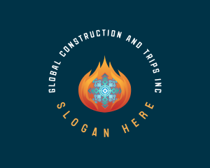 Refrigeration - Snowflake Ice Fire logo design